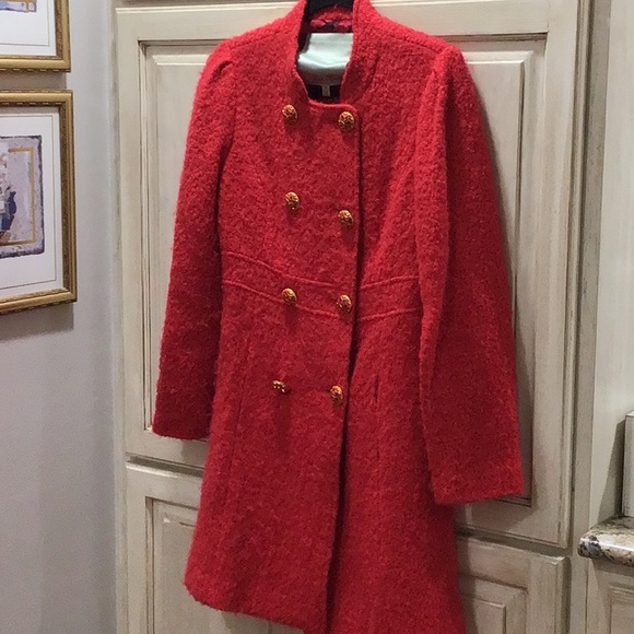 Beth Bowley Jackets & Blazers - Beth Bowley Scarlet Textured Wool Mohair Silk Lined Peacoat Jacket $358 retail